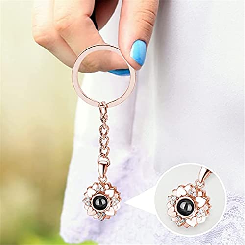 Personalized Photo Keychain with I Love You 100 Languages Custom Picture Heart Pendant Keychain Gifts for Her4