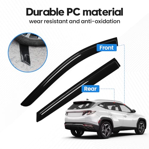 Image of Tucson Rain Guards - Window Visors for Hyundai Tucson 2022-2025 2026, Out-Channel Side Window Rain Guards for Tucson Accessories, 4PCS, Black, Car Accessories