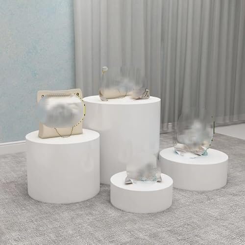 Okrągły stojak ekspozycyjny Biały słupek cylindryczny MDF 1 szt(White,60x15cm)