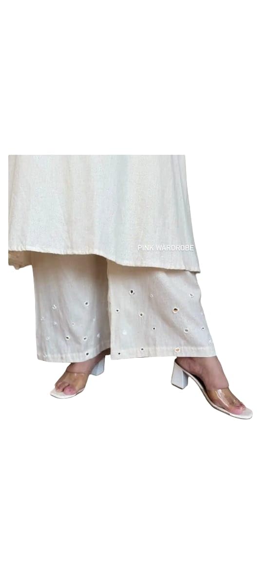 Elegant Cotton Flex Mirror Work Kurti with Palazzo (XL)