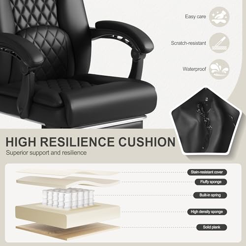Image of Homall Executive Home Office Chair with Lumbar Support,400lbs Adjustable Ergonomic High Back Office Chair Reclining Managerial Chair for Home Office (Black)
