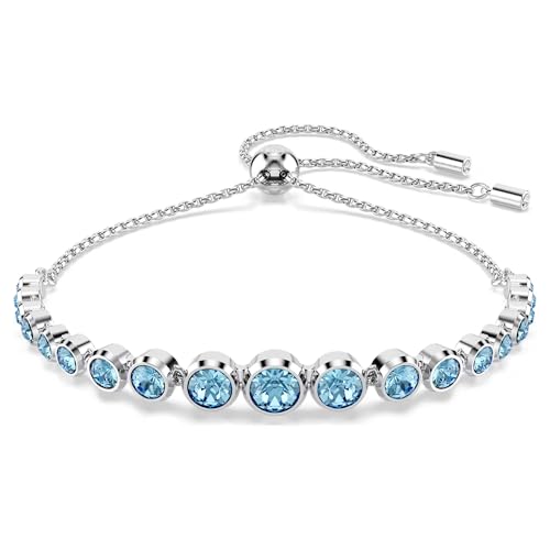 Swarovski Imber Tennis bracelet, Mixed round cuts, Blue, Rhodium finish