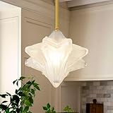 Aomuo Glass Pendant Lights Kitchen Island, Milk Glass Pendant Light, Vintage Gold Bathroom Pendant Lights, Farmhouse Mini Star Frosted Hanging Lights for Kitchen Dining Room, Hallway, Entry, Foyer