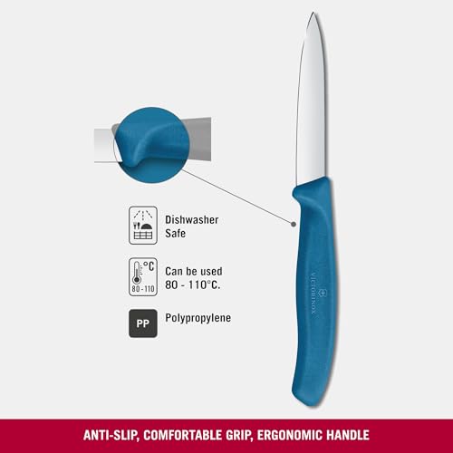 Image of Victorinox Swiss Made Stainless Steel Swiss Classic Paring Knife, Straight Edge, Kitchen Tool, Kitchen Item, 8 cm, Blue, 6.7602.C1