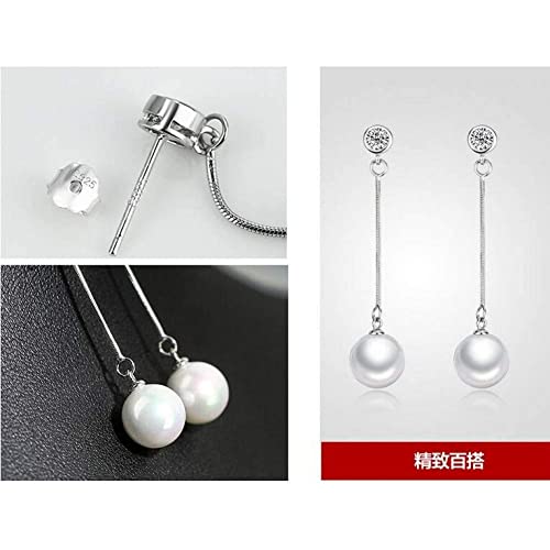 Boucles d'oreilles longues mode perle cristal brillant argent 925