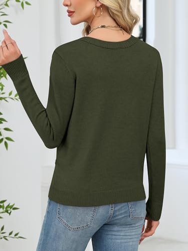 softome Womens Casual Long Sleeve Wrap Fall Sweaters Tops V Neck Solid Color Oversized Pullover Loose Fit Jumper — view 2