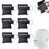 6 Stück Erste Hilfe Beatmungsmaske mit Schlüsselanhängern,Tragbare CPR Maske Face Shield,Erste Hilfe Beatmungsmasken für Erwachsene und Kinder,Taschenmaske für Erste Hilfe oder AED Training (Schwarz)