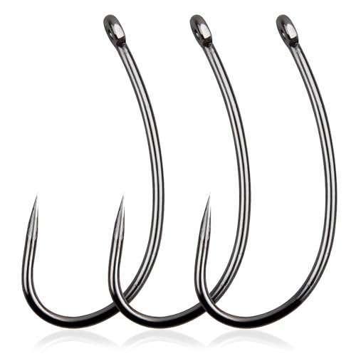 OROOTL Angelhaken ohne Widerhaken, 180 Stück Karpfenangeln, ohne Widerhaken, Kreishaken, Süßwasser, Salzwasser, Fliegenbinden, Haken, Karpfenhaar-Angelzubehör
