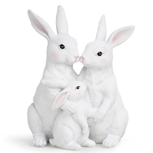 Hodao Easter Bunny Family Decorations – Easter Decorations – Home Decorations – Cozy Family Set (White)