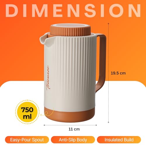 Image of Trueware Amaze ISI Certified Inner Steel Thermoware 750 ML Hot & Cold Flask Jug, BPA Free, Leak Proof, Ideal for Tea, Coffee, Water, Hot and Cold Beverages