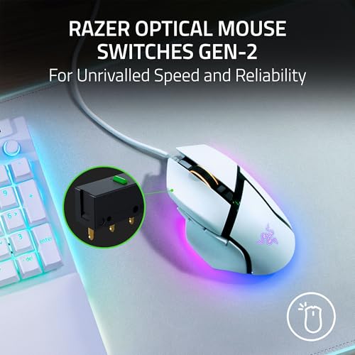 Image of Razer Basilisk V3 Customizable RGB Wired Ergonomic Gaming Mouse, White | Fastest Gaming Mouse Switch, Chroma RGB Lighting, 26K DPI Optical Sensor, 11 Programmable Buttons, HyperScroll Tilt Wheel