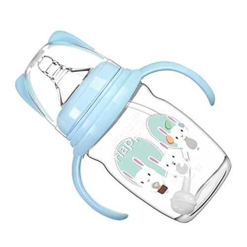 Alipis Baby Sippy Cup, Baby Cup with Straw and Handle, Spill Toddler Bottle Portable Drinking Cup Infant Feeding for 6-12 Months, 220ML, 7.5Oz (Blue)