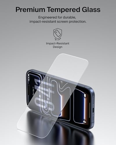 Belkin ScreenForce TemperedGlass Screen Protector for iPhone 17 Pro Max, Scratch-Resistant Impact Protection w/Included Easy Align Tray for Bubble Free Application, Recycled Glass - 2 Pack - image 3