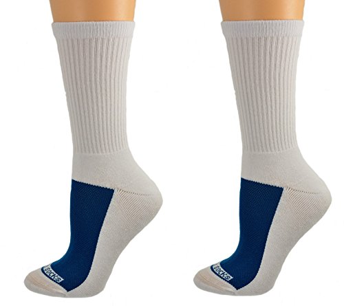 Sierra Socks #1 Womens Cotton Athletic Crew Cushioned 2 Pair Pack Sport Socks, No Blisters SWMCC 4007 (Sock Size 9-11, Shoe Size 6-10, White)