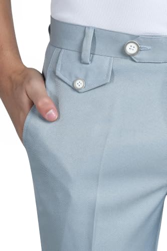 Image of Men's Formal Slim Fit Trousers | Premium Poly Viscose Blend Office Wear Flat Front Pants | Wrinkle Resistant Business Casual Pants | Length 41 Inches.