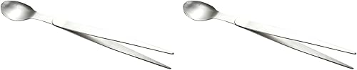 2 cucharas de degustación de acero inoxidable con pinzas, herramienta de chef multifuncional para chapar, degustar y decorar, 8.07 pulgadas