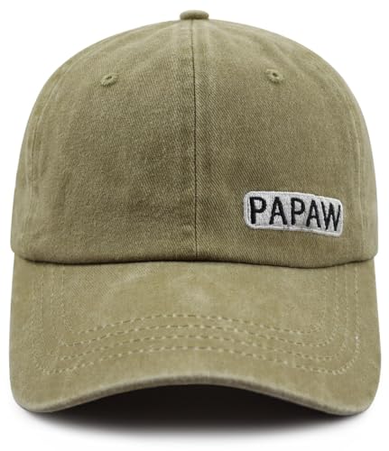 Image of Papaw Hat for Grandpa Dad Men, Funny Adjustable Cotton Embroiderd Best Grandfather Baseball Cap