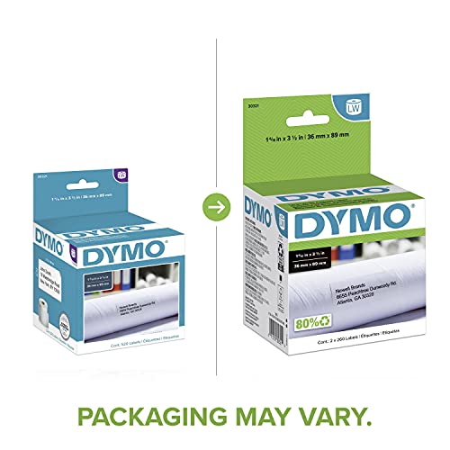Image of DYMO Authentic LW Large Mailing Address Labels, DYMO Labels for LabelWriter Label Printers, 1-4 /10 inch x 3-1 /2 inch, 2 Rolls of 260 (520 Total)