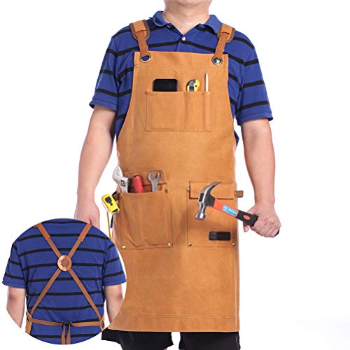 MSSOHKAN Luxury Waxed Canvas Shop Apron for Men & Women.Safety apron Woodworking Aprons