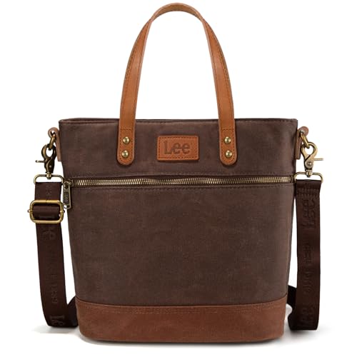Image of Montana West x Lee Waxed Canvas Tote Bag for Women Vintage Crossbody Bag for Work with Leather Handle