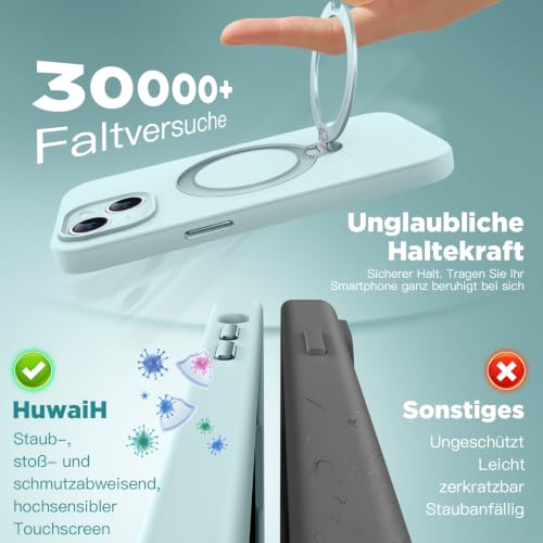 Coque antichoc iPhone 15 support rotatif silicone antidérapant HuwaiH