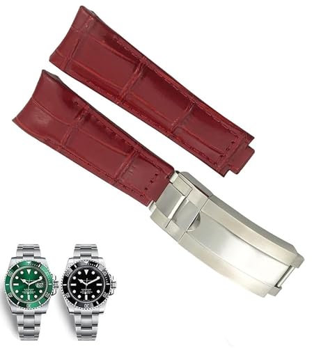 Bracelet montre 20 mm en cuir pour Rolex Daytona et GMT incurvé avec boucle à glissière