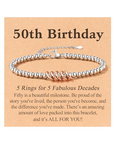 50th Birthday Gifts for Her Women, 50 Year Old Gifts for Women Happy 50th Birthday Bracelet for Mom Friend Female