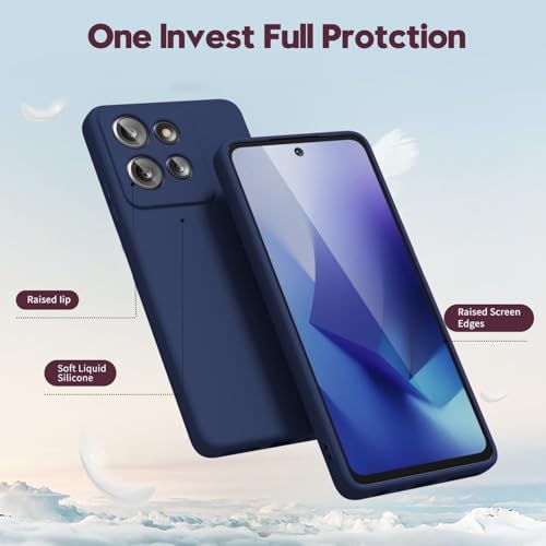 Image of DIZORO Microfiber Candy Case for Motorola Edge 60 Stylus 5G Smooth Touch Cushion Liquid Soft Silicone Gel Rubber Phone Cases Non-Slip Full Body Protective Shockproof Back Cover- New Navy Blue