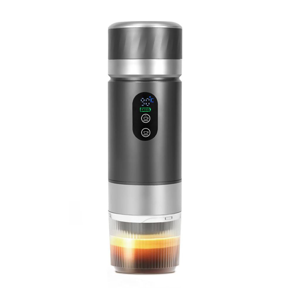 Vjsujehgy Portable Coffee Machine 80ml Self-Heating Espresso Maker 20bar for Travel Ground& Capsule Compatibility D
