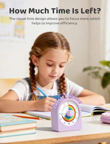 LIORQUE Visueller Timer 60 Minuten Countdown Timer mit Pausenfunktion und austauschbarer Silikonhülle für Kinder Erwachsene Leiser Kurzzeitmesser für Küche Schule Büro inkl. Batterie 3