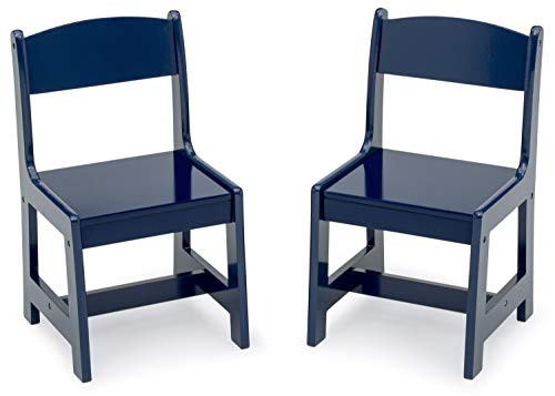 Delta Children MySize Wood Kids Chairs for Playroom [Pack of 2], Deep Blue