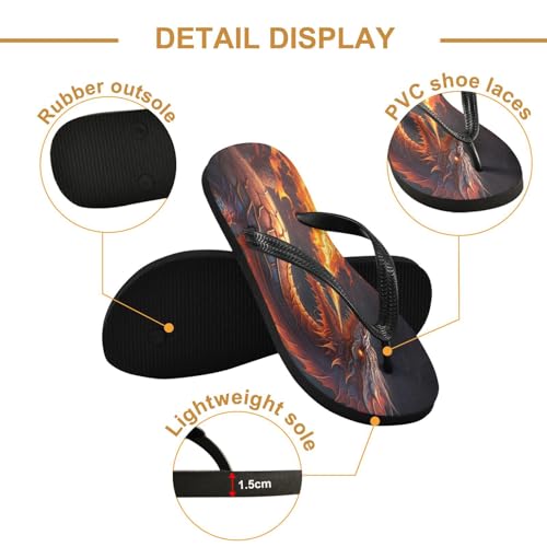 STAYTOP Fiery Dragon Flip Flops Sandals of Men's & Women's,Sandals Beach Slippers Shower Slides2