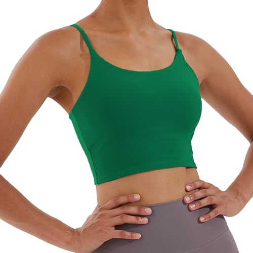Image of Women's Strappy Stretch Sports Bra Longline Yoga Tank Top Fitness Bra Workout Camisole Crop Tops for Teen Girl