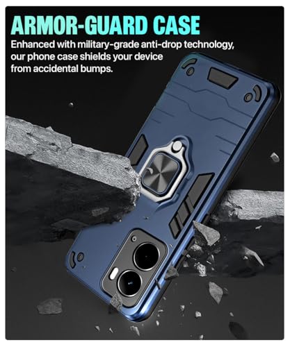 Image of WOW IMAGINE Shock Proof Back Case Mobile Cover for Realme P3 5G | Back Cover Case (Tough Armor | Hybrid PC + TPU | Ring Holder & in-Built Kickstand | Blue)