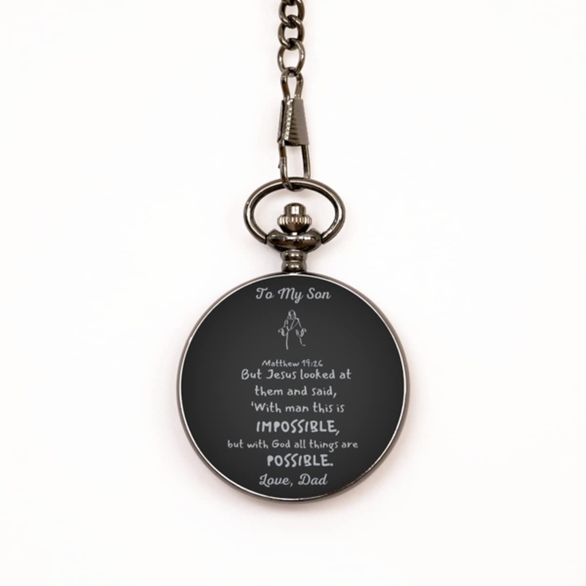Bible Pocket Watch for Son from Dad, Success Quote for Inspiration and Encourage. Help You Solve Tough Problems Fast. Bible Quotes Hard Times. Christmas for him, Congratulations Card for New