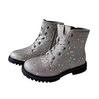 A2Z 4 Kids Girls Galaxy Glitter Winter Snow Boots Shoes PU Lace Up Ankle Shoes - Boots Galaxy Glitter 13 UK Child