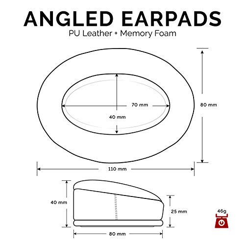 Image of Brainwavz Angled Memory Foam Earpad - Suitable for Large Over The Ear Headphones (Angled, Dark Red)