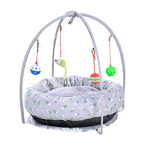 SH Tapis de jeu rembourré pour animal de compagnie avec jouet suspendu, aide les chats à faire de l'exercice et à rester actif, meilleur lit pour chat, tapis pour chatons ou petits chiens