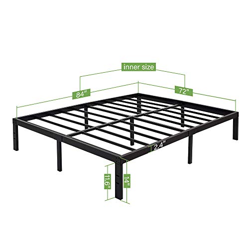 45Minst 14 Inch Reinforced Platform Bed Frame/3500Lbs Heavy Duty/Easy Assembly Mattress Foundation/Steel Slat/Noise Free/No Box Spring Needed, California King #TOP3