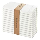 Urban Villa Cloth Napkins Ivory Hemstitch Dinner Napkins Set of 12 (20X20) 100% Cotton Absorbent Washable Durable Reusable Ideal for Hotel Collection Christmas Parties Restaurant Lunch Dinner Napkins