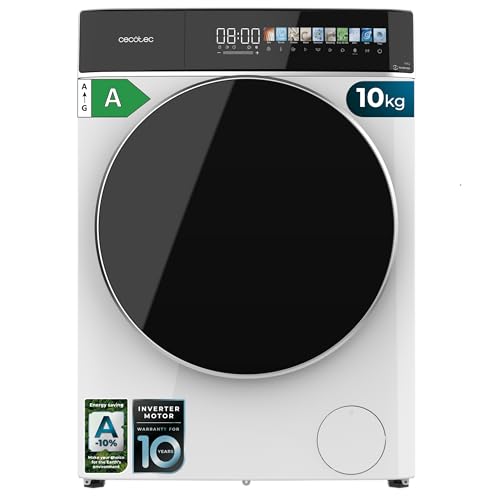 Cecotec Lavatrice Carico Frontale 10 Kg Bolero DressCode 10900 Inverter FullColor A. 1400RPM, Basso Consumo, Display FullColor, 11 Programmi, Motore Inverter Plus, Vapore, Guarnizione Antibatterica