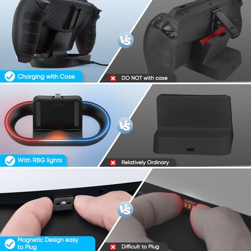 FASTSNAIL Charging Stand for PS Portal Compatible with Hard/Soft Cover, RGB Charge Station for TPU/EVA/Silicone Protective Case When Charging, Charge Holder for PlayStation 5 Portal (Black) - Image 4
