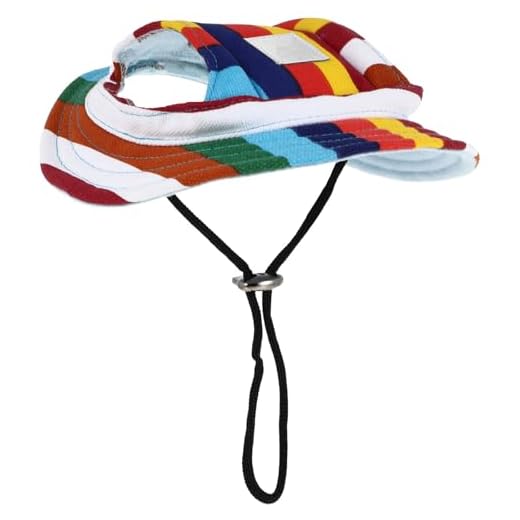 WINOMO Round Brim Pet Cap Stripe Pet Dog Mesh Porous Sun Cap with Ear Holes for Small Dogs (Head Circumference:34cm/13.4inch)