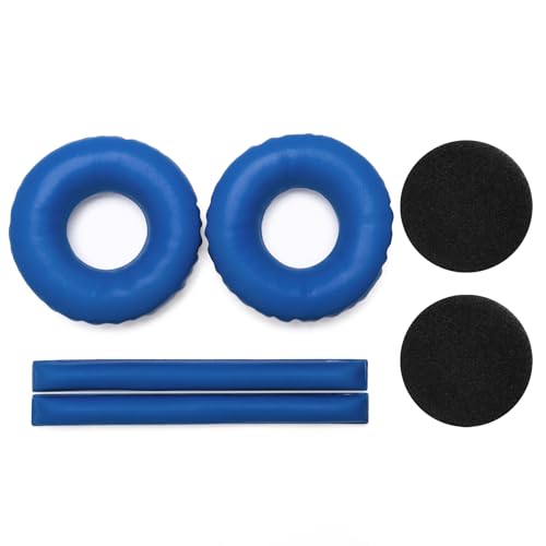 Image of Rainbow Color Ear Pads Headband Cushion Kits Compatible with Sennheiser HD25 HD250BT HD25-ll HD25S Il HMD25 Headphone Foam Covers (Blue LR Sets)
