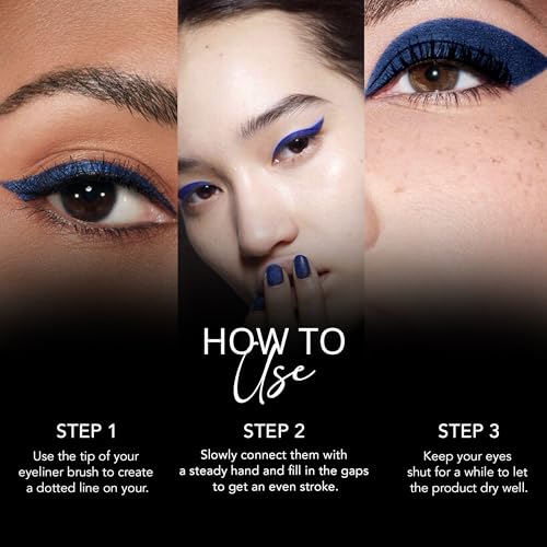 Image of Carlton London Stunnig Black Liquid Eye Liner |Enriched With Vitamin-E |Long Lasting Matte Waterproof Liner, Smudge Proof, Transfer Proof Eye Makeup |Upto 24 Hrs - 5ML(Galactic Blue)