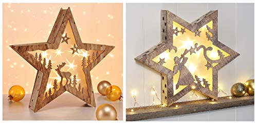 Benelando LED Holzstern Fenstersilhouette Leuchtbild Weihnachtsstern...