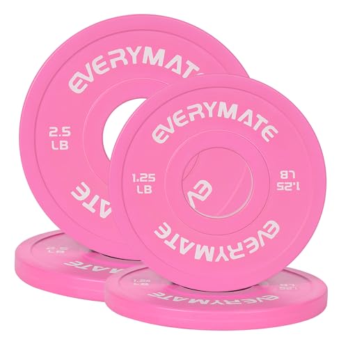 Image of EVERYMATE Change Weight Plates 1.25LB 2.5LB 5LB Set Fractional Olympic Bumper Plates for Cross Training Steel Insert Strength Training