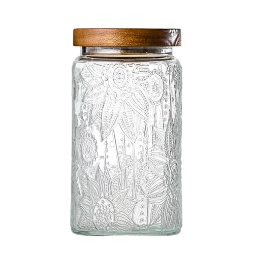 32oz Vintage Glass Jar With Lid Glass Storage Containers Airtight Kitchen Storage Containers For Sugar Coffee Tea Spice Flour Candy Cookie Pasta Cereal Cute Decorative Jars