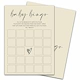 ZIIUFRN Minimalism Baby Bingo Game, 25 Sets Guess Gift Bingo Game Cards, Boy Girl Gender Neutral Baby Shower Decorations Supplies-C01