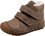Bundgaard Lederschuhe mit Klett & Lammwoll Futter, Barfußschuhe Petit Mid Winter in Army (Numeric_22)